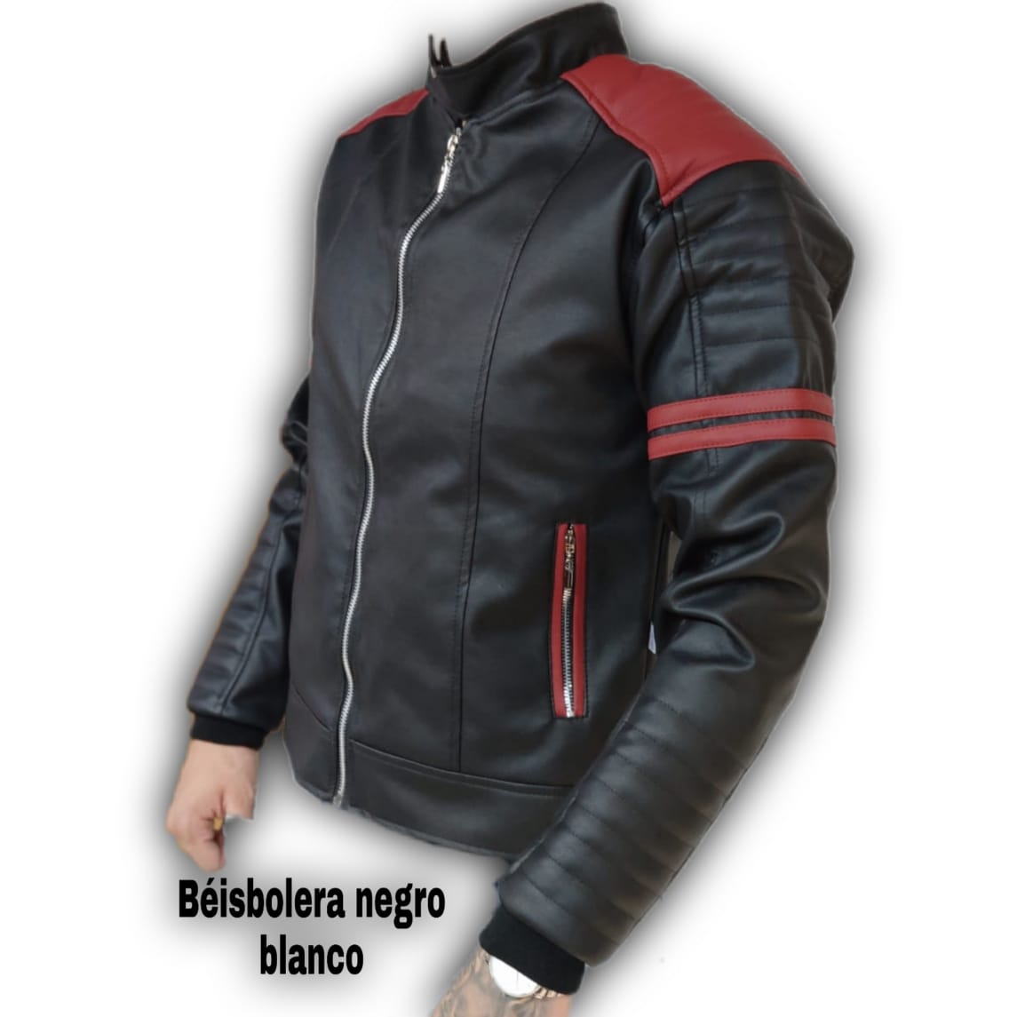 Chaqueta Beisbolera cuero textil