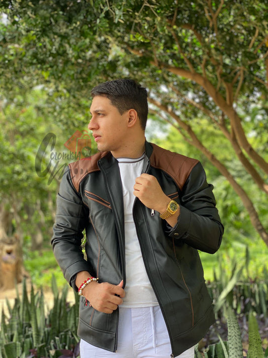 Chaqueta Cuero Textil  Hombre